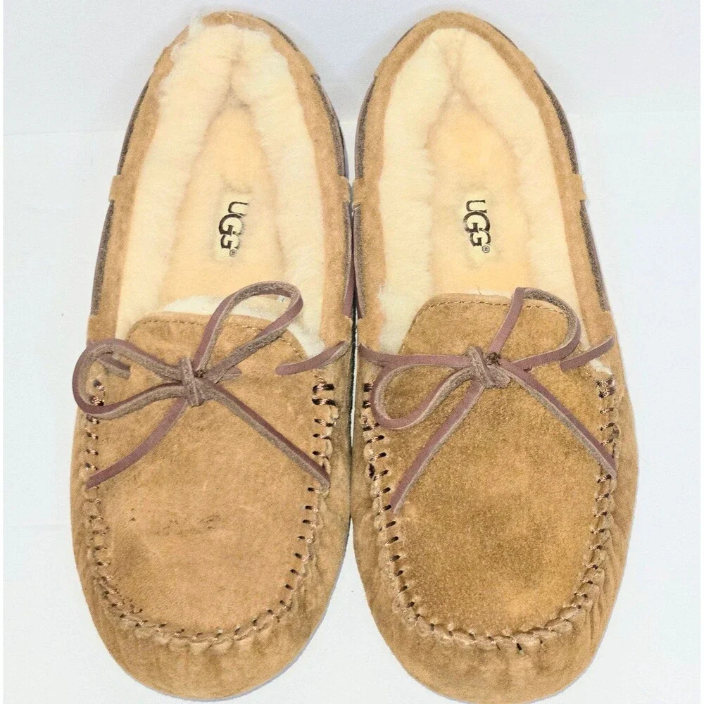 UGG Slip On Shoes Moccasin Dakota Suede/Wool Brown Women Sz 7 US (38 EU) NEW NIB